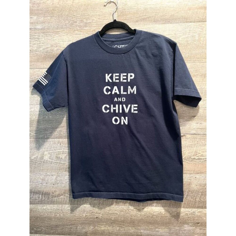 Chive Tees Keep Calm and Chive On Blue T-Shirt Size Medium